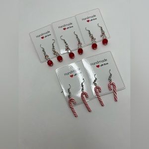 Christmas Earrings|Handmade Earrings| Sant Claus Earrings|Candy Cane Earrings
